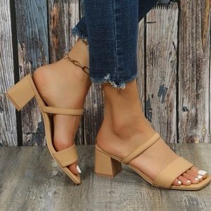 New without box Tan slip on heels